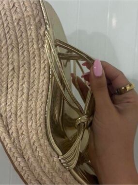 SHEIN Gold Metallic Braided Tote